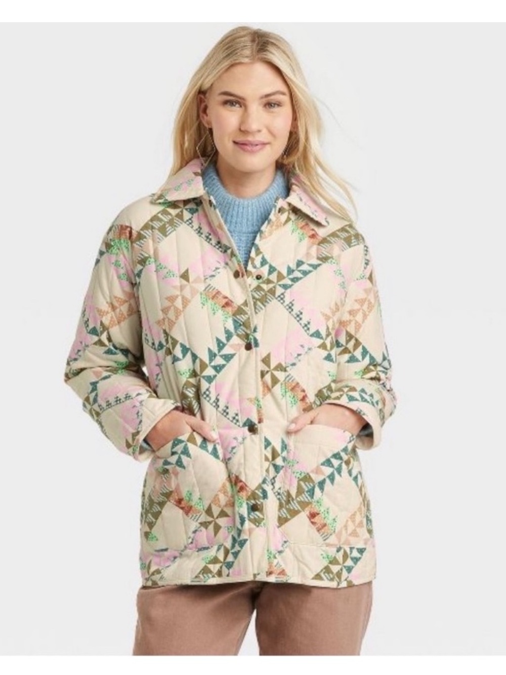Universal Threads geometric print quilted jacket Size Large